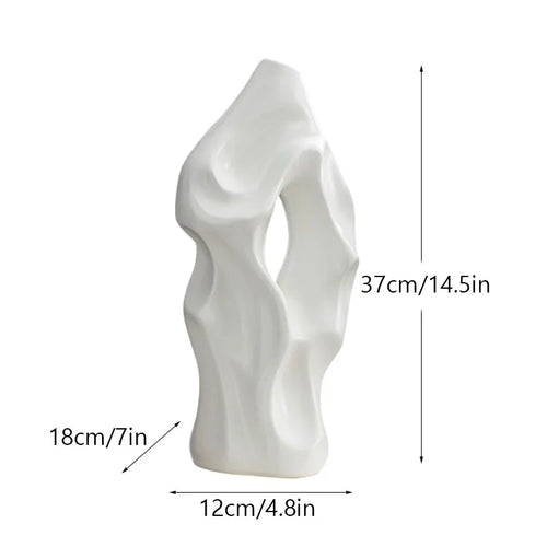 CAPIRON 37cm Nordic Ceramic Vase Abstract Pampas Grass Dried Flower Living Dinning Room Cabinet Office Desktop Decoration Gift