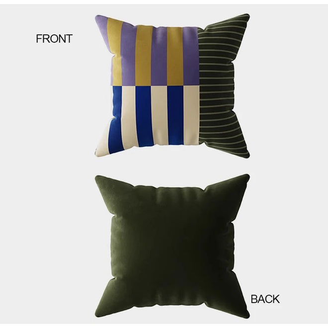 Modern Medieval Stripe Velvet Throw Pillow Cover