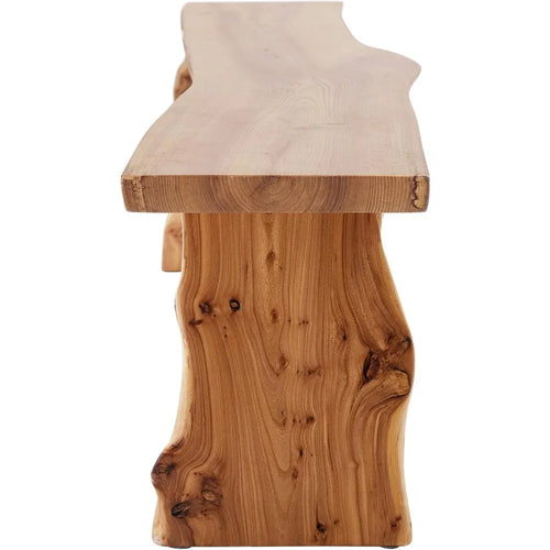Long Elm Wood Raw Edge Rustic Bench