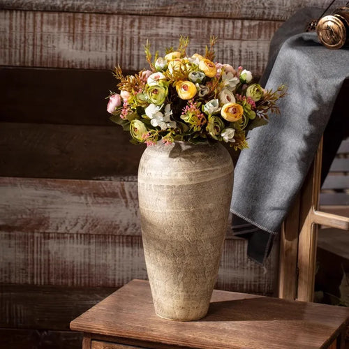 Distressed Beige Stone Ceramic Wabi Sabi Style Vases - The Finishing Touch Decor