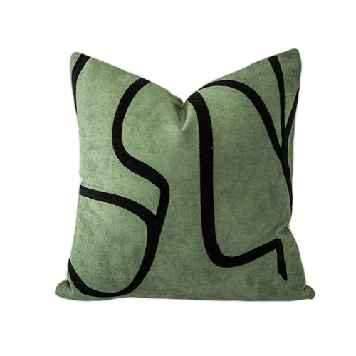 Modern decorative throw pillow cover by DAVINRICH New York with luxury thread stripes, geometric embroidery, perfect for urban home decor.