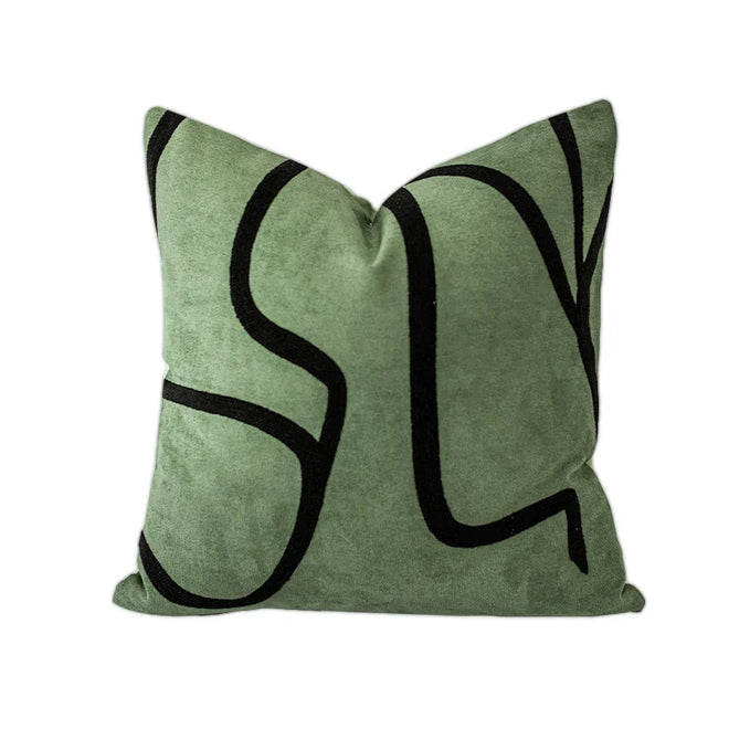 Modern decorative throw pillow cover by DAVINRICH New York with luxury thread stripes, geometric embroidery, perfect for urban home decor.