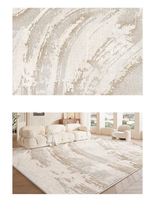 Striped Beige Carpet Comfortable Easy Clean Living Room Carpets Cream Luxurious Decorative Rug French Bedroom Bedside Rugs Tapis