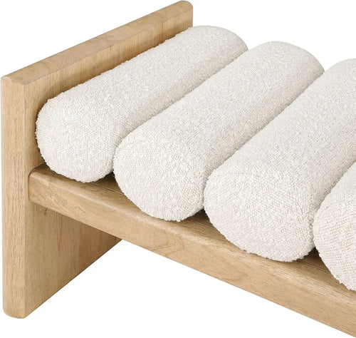 Cream Bench with Solid Wood Rich Natural Finish