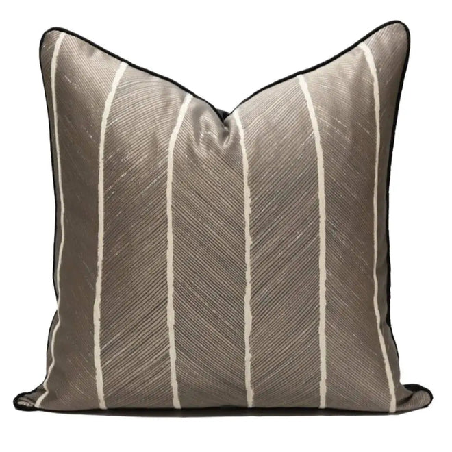 Coffee Brown Modern Striped Throw Pillow Covers - The Finishing Touch Decor
