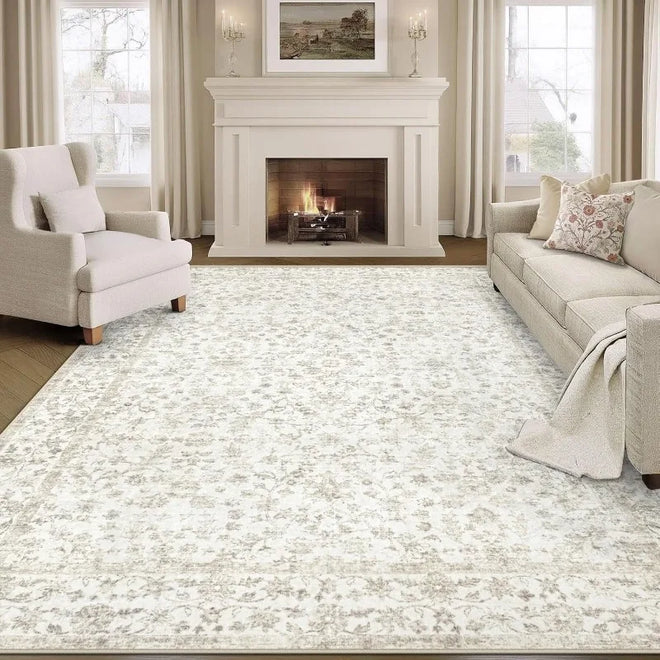 Classic Neutral Print Traditional Pattern Area Rug