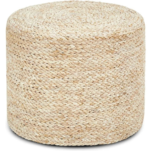 Handwoven Natural Jute Husk 18" Ottoman Pouf
