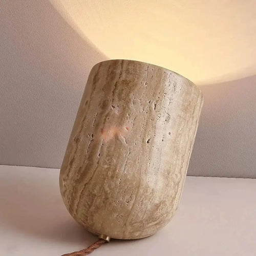 Natural Yellow Cave Stone Travertine Floor Table Lamp - The Finishing Touch Decor