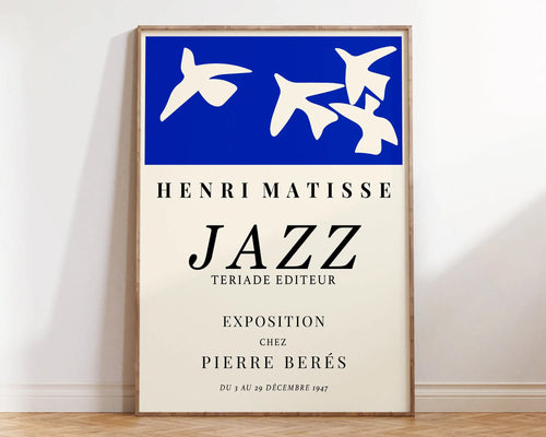 Abstract floral Matisse poster featuring colorful cut-out flowers on a canvas print by The Finishing Touch Decor.