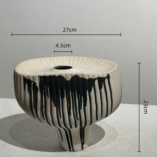 Handmade irregular shape ink drip decorative vase with artistic design, perfect for modern home decor by The Finishing Touch Decor