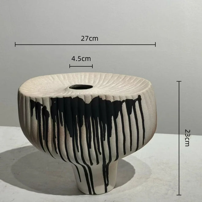 Handmade irregular shape ink drip decorative vase with artistic design, perfect for modern home decor by The Finishing Touch Decor