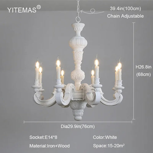 Roman Pillar Light Carved Wooden & Iron Italian Murano Vintage-Style Hanging Chandelier - The Finishing Touch Decor