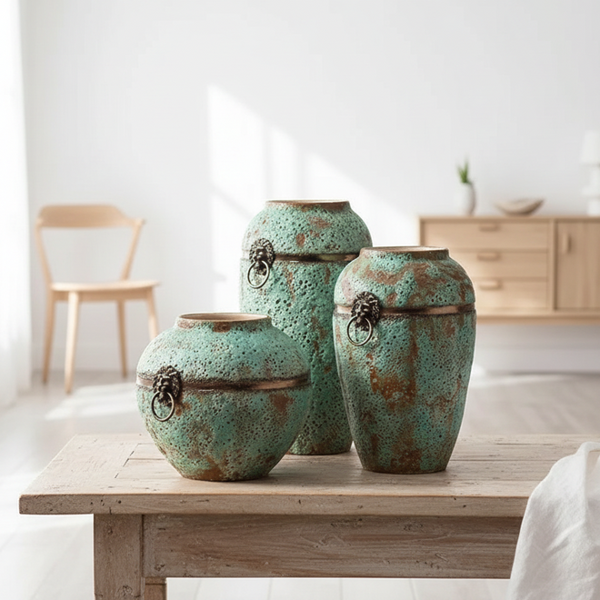 Handmade Aged Coarse Ceramic Vase