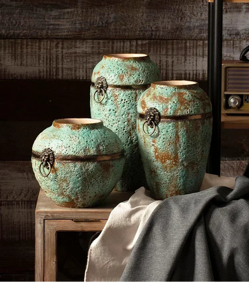 Handmade Aged Coarse Ceramic Vase