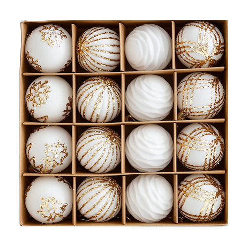 Flocked 6cm Round Christmas Tree Ornaments