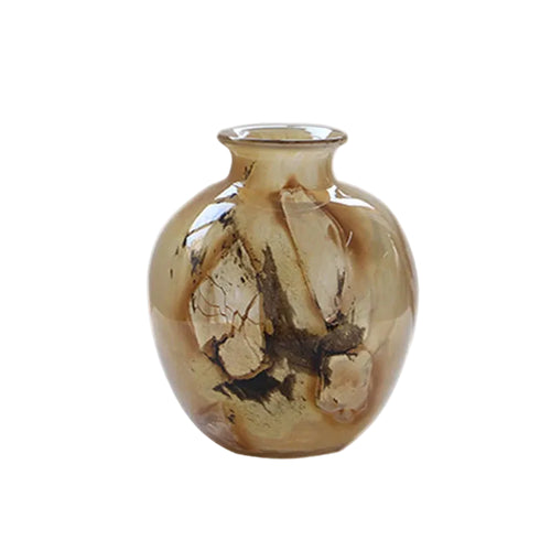 Smokey tan glass vase with ink swirl texture, decorative vase from The Finishing Touch Decor, showcasing its artistic glass design.