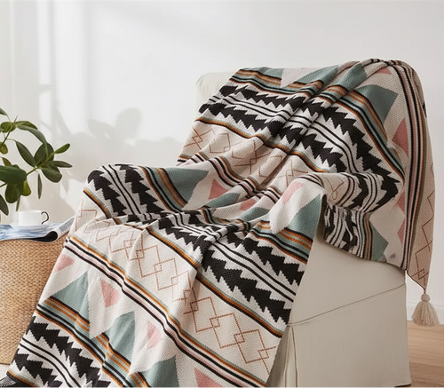 Soft Ethnic Striped Bohemian Throw Blanket