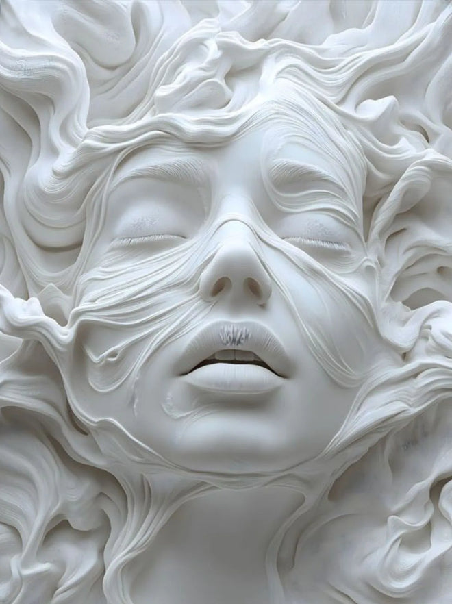 White Painted Female Face Canvas Wall Art Print