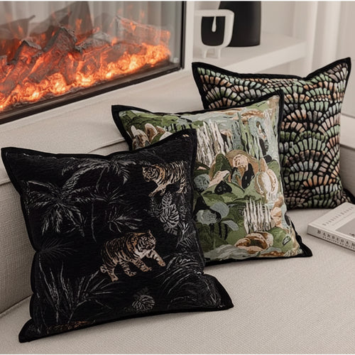 Luxury Retro Green Rolling Forest Throw Pillow Covers
