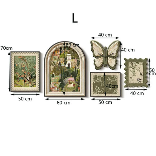 Framed 5 Pcs Set French Style Wall Art Prints, Murals and Clock - The Finishing Touch Decor