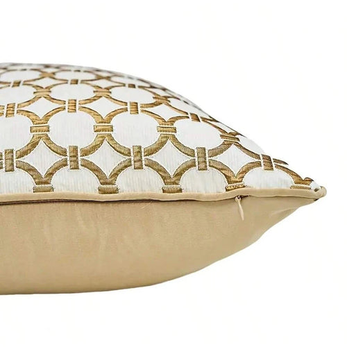 Gold chain link H style throw pillow cover by The Finishing Touch Decor, featuring a luxurious chain link design on soft fabric.