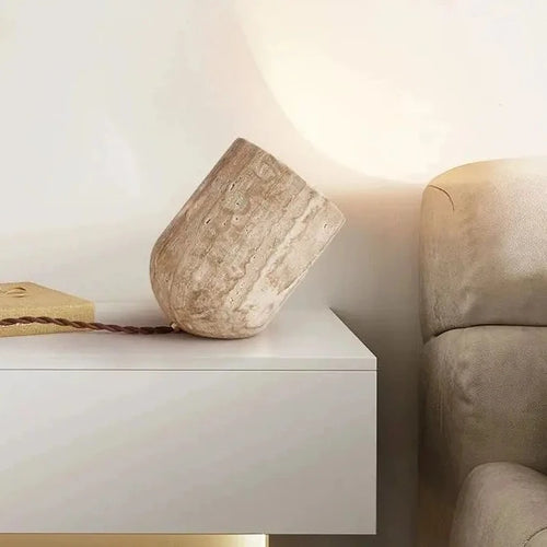 Natural Yellow Cave Stone Travertine Floor Table Lamp - The Finishing Touch Decor
