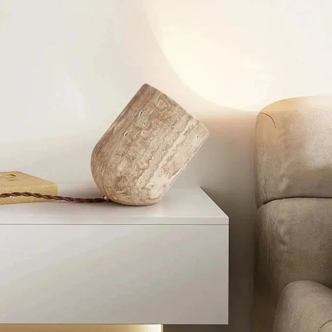 Natural Yellow Cave Stone Travertine Floor Table Lamp - The Finishing Touch Decor