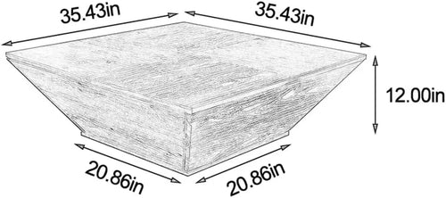 Square Wood Coffee Table for Living Room - Lift Top Farmhouse Coffee Table with Storage Cherry,35.43"D X 35.43"W X 13.78"H
