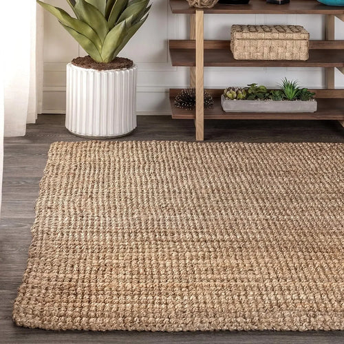 Hand-Woven Chunky Braided Natural Jute 8 x 10 ft