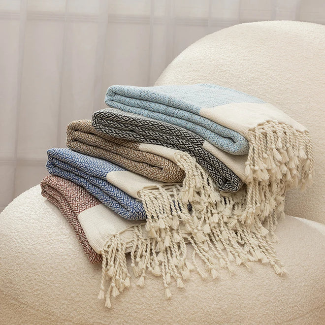 Thick Turkish Wide Checkered Pattern Throw Blanket - The Finishing Touch Decor