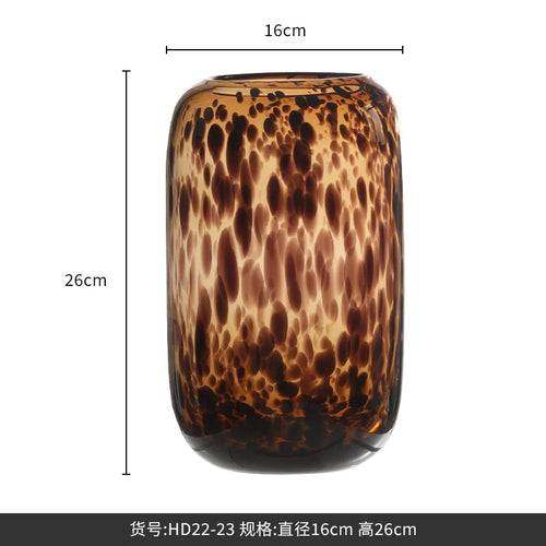 Amber Tortoise Shell Print Glass Vase