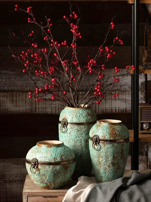 Handmade Aged Coarse Ceramic Vase