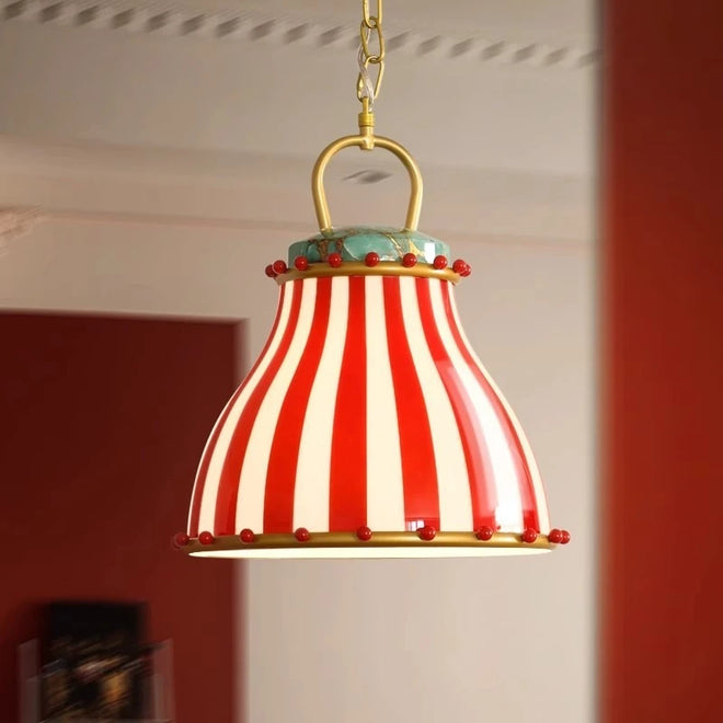 American Circus Striped Glass Pendant Light