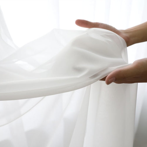 Rose Adorned Voile Sheer White Window Curtains - The Finishing Touch Decor