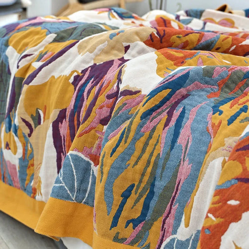 Boho Colorful Pattern Cotton Multi-layer Gauze Blanket - The Finishing Touch Decor