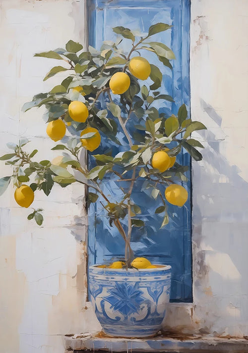 Retro Lemon Garden Canvas Poster Fresh Lemon Olive Tree Wall Art Prints for Modern Living Room Office & Summer Home Decor Gifts