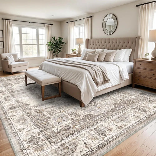 Area Rugs 10x14 Living Room：Machine Washable Rug - Soft Carpet for Bedroom - Stain Resistant Vintage Distressed Area Rug 10'x14'