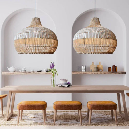 Iron Rattan Pendant Wabi Sabi Chandelier Lighting - The Finishing Touch Decor