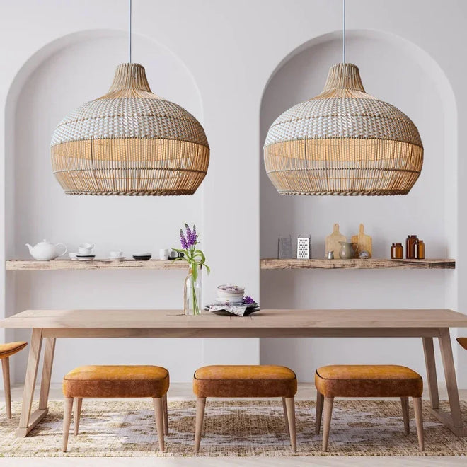 Iron Rattan Pendant Wabi Sabi Chandelier Lighting - The Finishing Touch Decor