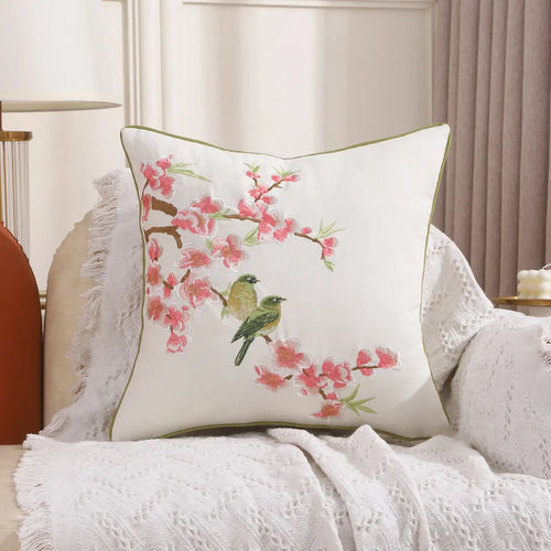 1Pc Decorative Pillowcase Flowers Embroidered Throw Pillow Covers Farmhouse Cotton Pillow Cushion Cases Home Decor