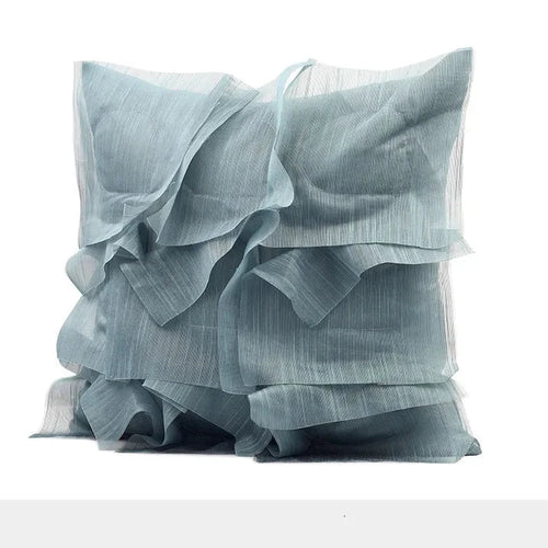 Blue Sheer Tissue Embroidered Handmade Throw Pillow Covers - The Finishing Touch Decor