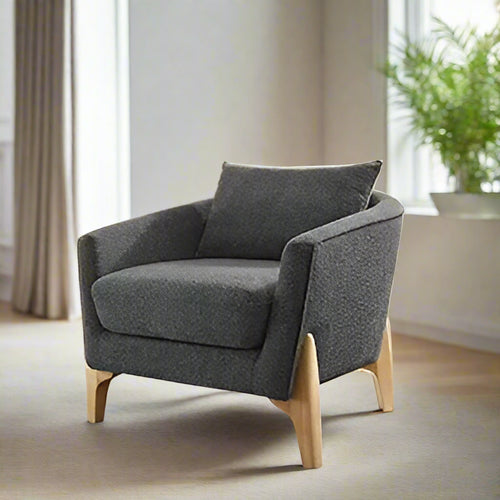 Accent Chair 31" Oversized Reading Chair Comfy Upholstered Boucle Lounge Armchair, Modern Living Room Chair with Back Pillow,Sin