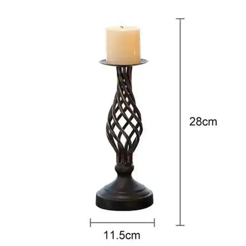 Intricate Iron Pillar Candle Holder