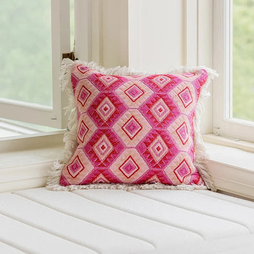 American Colored Pillow Cover Decorative Pink Jacquard Yarn-dyed Cushion Cover Home Living Room Cojines Decorativos Para Sofá
