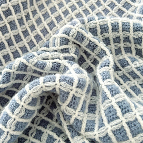 Tassel Waffle Blanket for Beds Thread Blanket for Picnic Blue Towel Blanket for Sofa 130x170cm Blanket for Travel Plaids Sofa