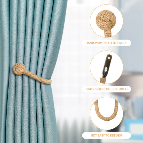 Hemp Rope Wrapped Metal Curtain Wall Hooks - 2pcs - The Finishing Touch Decor