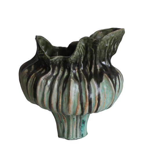 Irregular drip Wabi Sabi porcelain ceramic vase, decorative ceramic vase with unique textured design and natural finish.