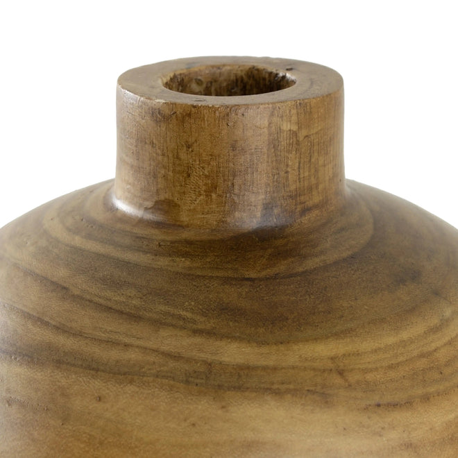 12 Mid-Tone Brown Wood Finish Decorative Indoor Tabletop Vase