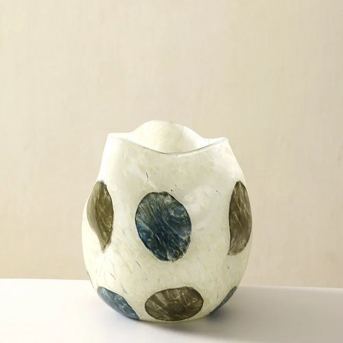 Retro Blue & Green Glass Bubble Vases