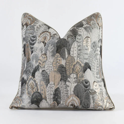 Metallic Accent Bird Feather Jacquard Throw Pillows